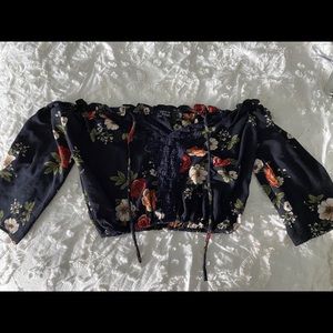 off the shoulder half sleeve shirt